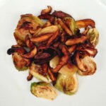 Maple Roasted Brussels Sprouts with Mushroom “Bacon”