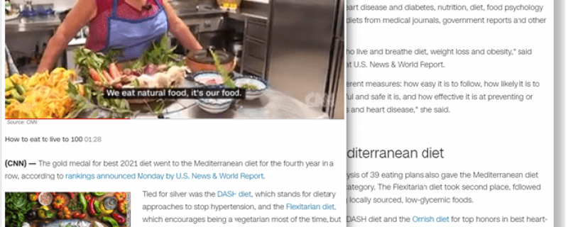CNN.com: Mediterranean diet named best diet for 2021