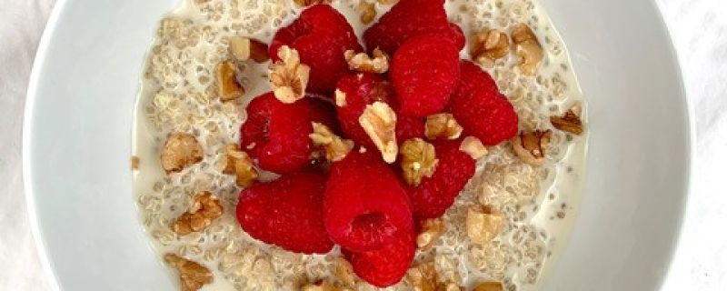 Raspberry Walnut Breakfast Quinoa