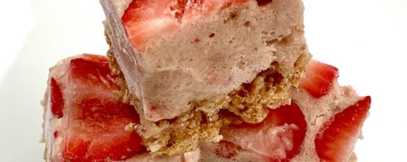 Strawberry Almond Crispy Rice Ice Cream Bars