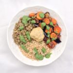 Bulgur Mediterranean Bowl with Parsley Almond Pesto