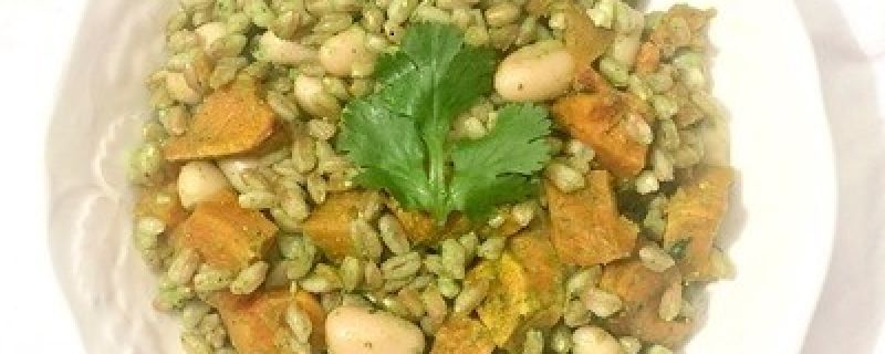 Sweet Potato Farro Salad with Cilantro Pesto