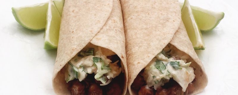 Chipotle Chickpea Tacos with Cilantro Lime Slaw