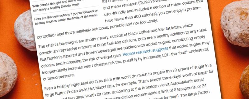 CNN.com: Dunkin’ Donuts’ menu, as curated by a nutritionist