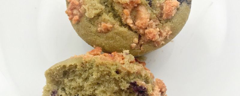 Matcha Blueberry Muffins with Walnut Crumb Topping